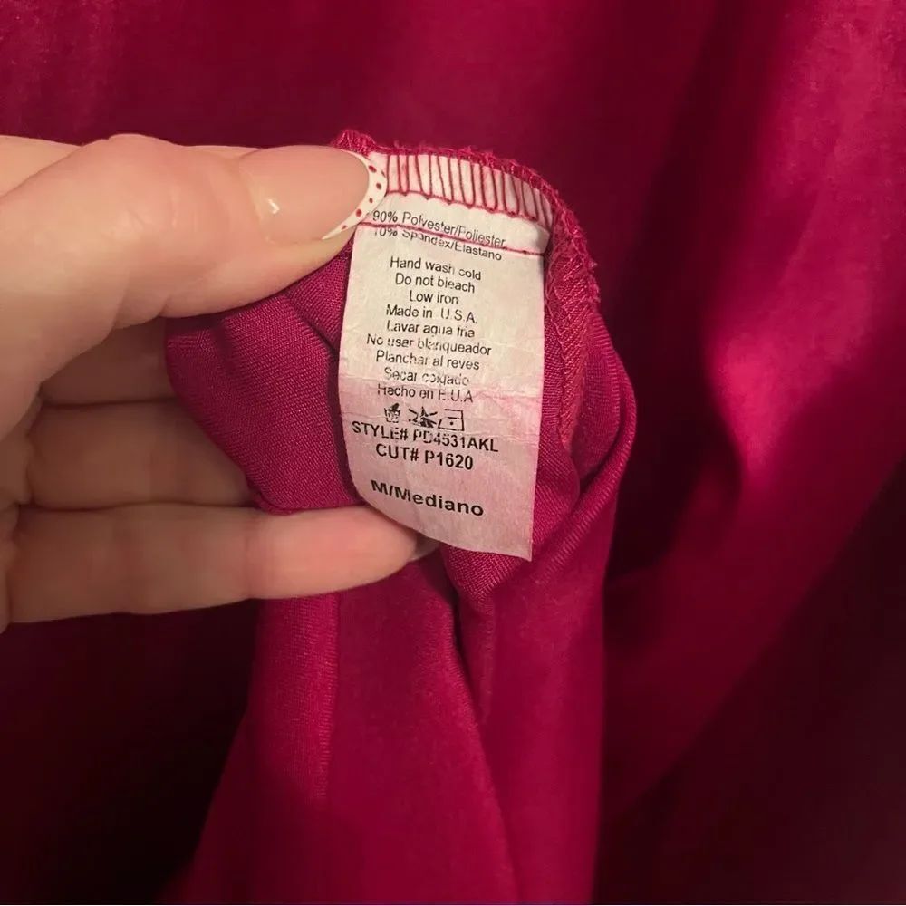 Karlie Deep Raspberry Satin Long Sleeve Dress - Picture 9 of 9